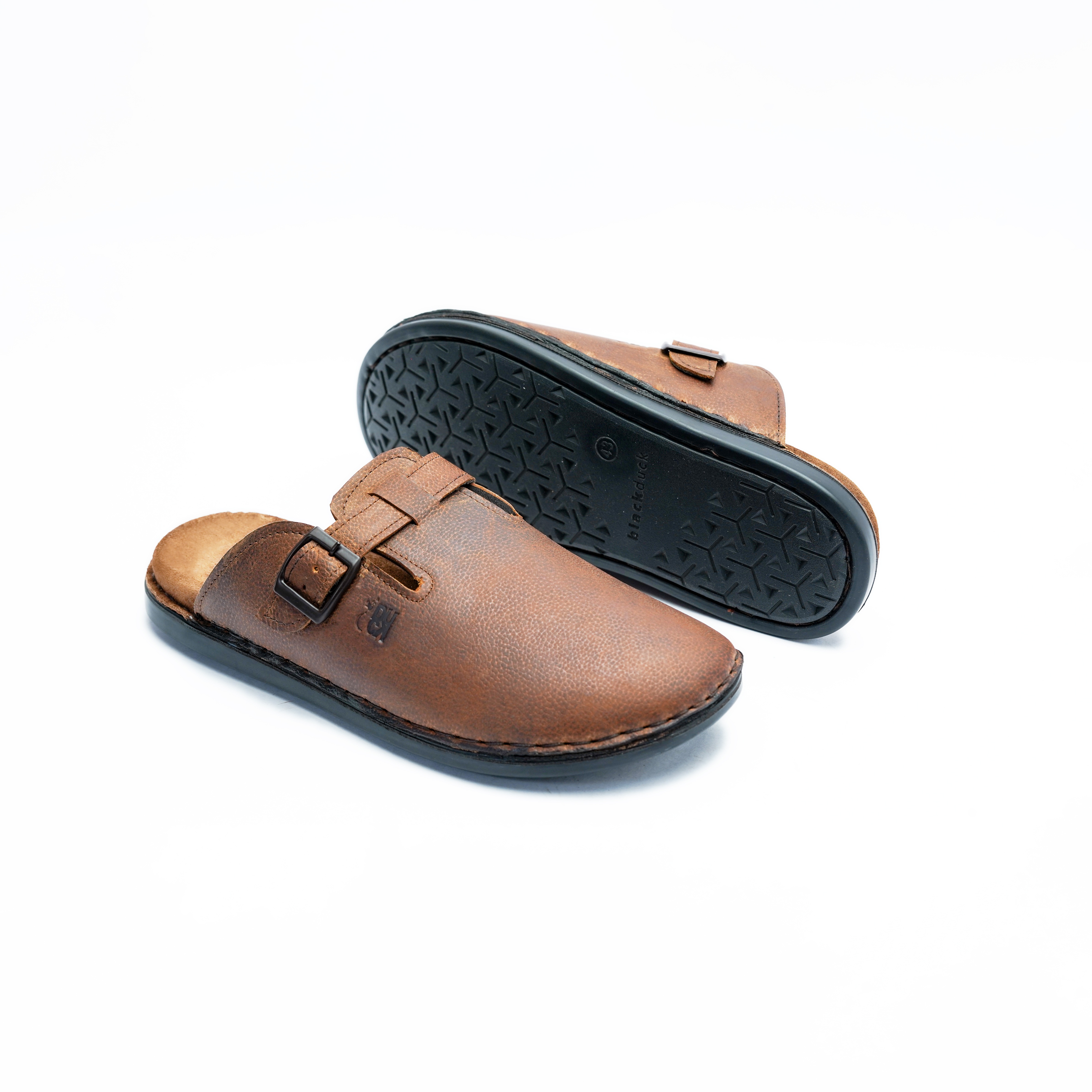 Men's Clog Style Slip On Rugged Look Sandal with Adjustable Buckle Strap Image 5