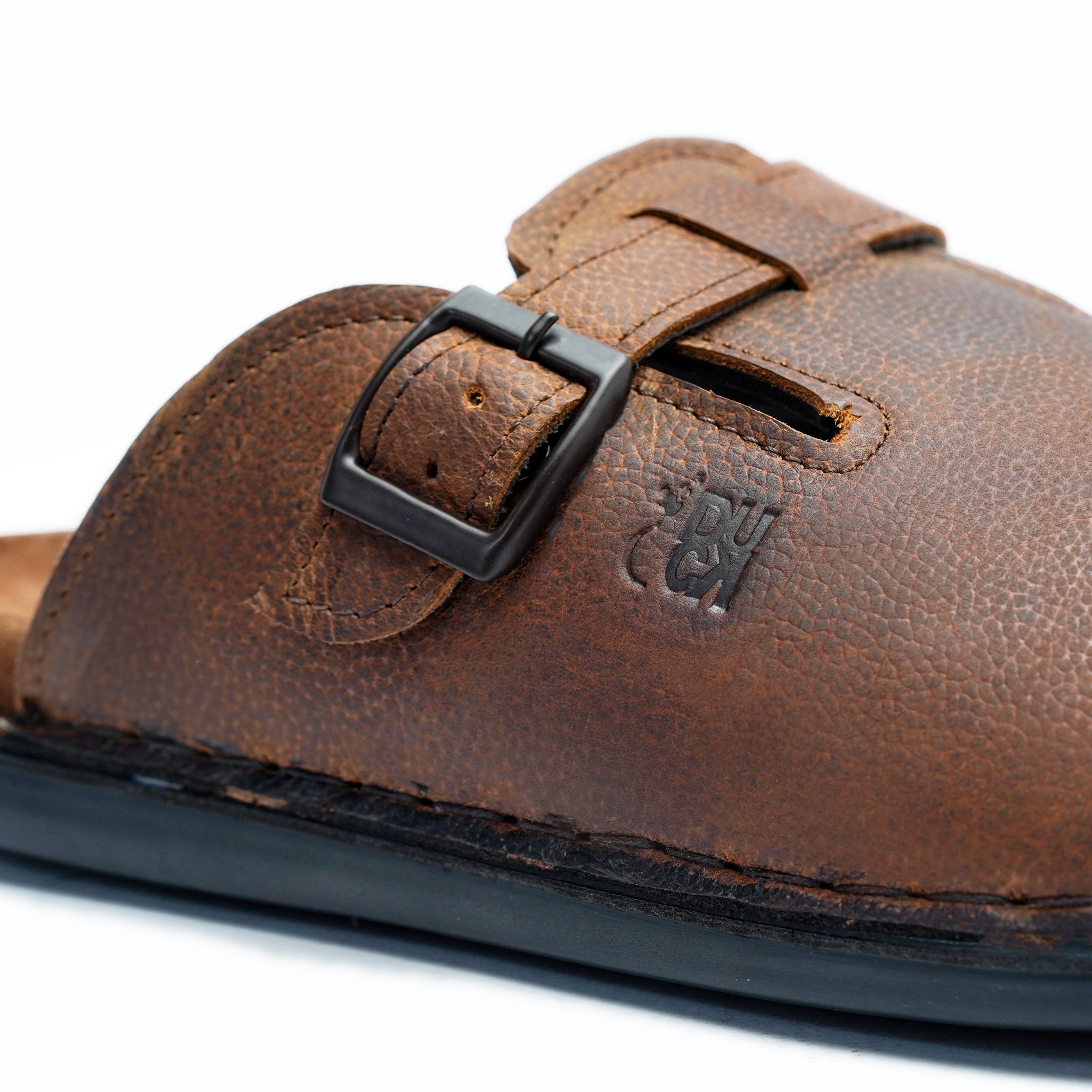 Men's Clog Style Slip On Rugged Look Sandal with Adjustable Buckle Strap Image 4