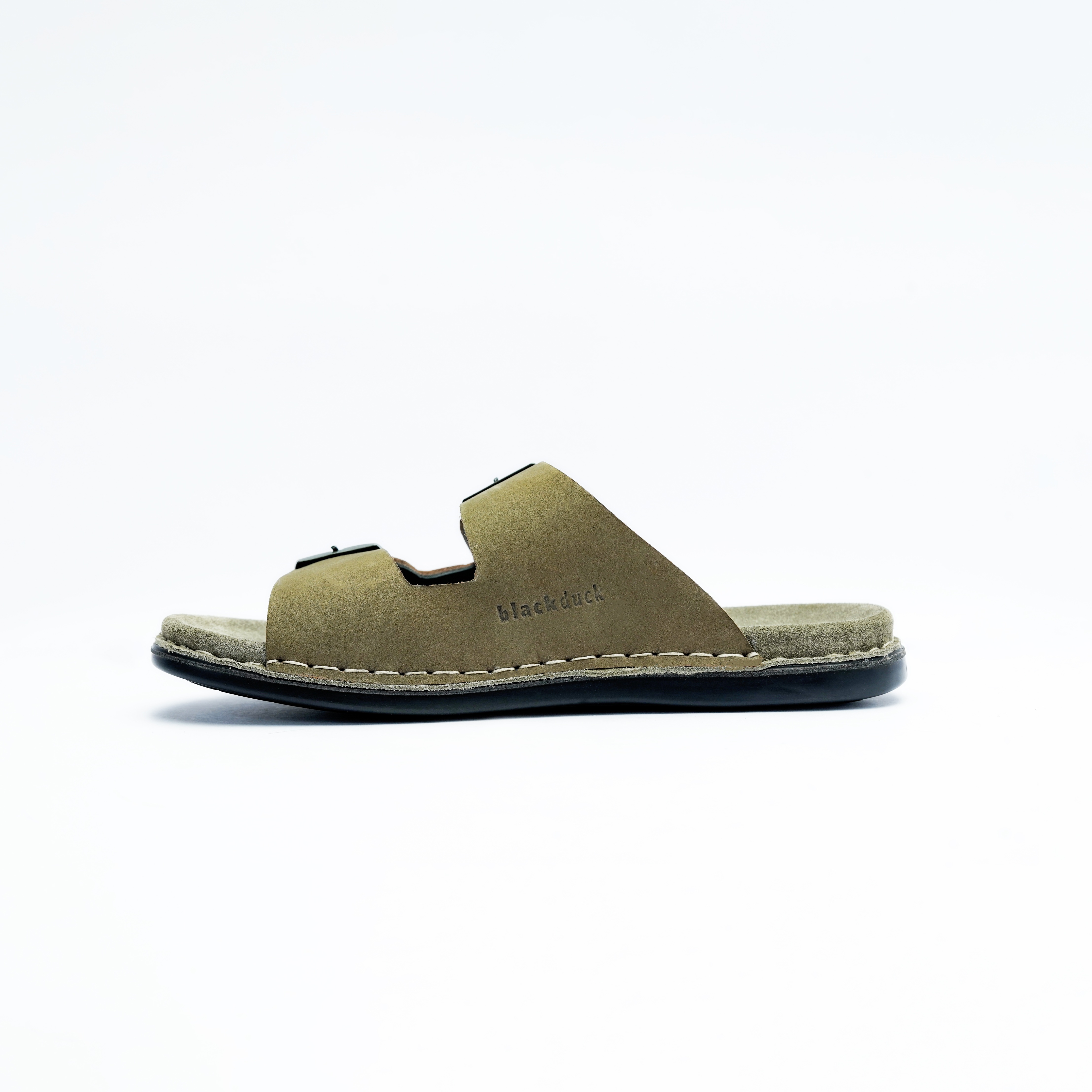 Men's Double Strap Slip On Sandal with Suede Footbed Image 3