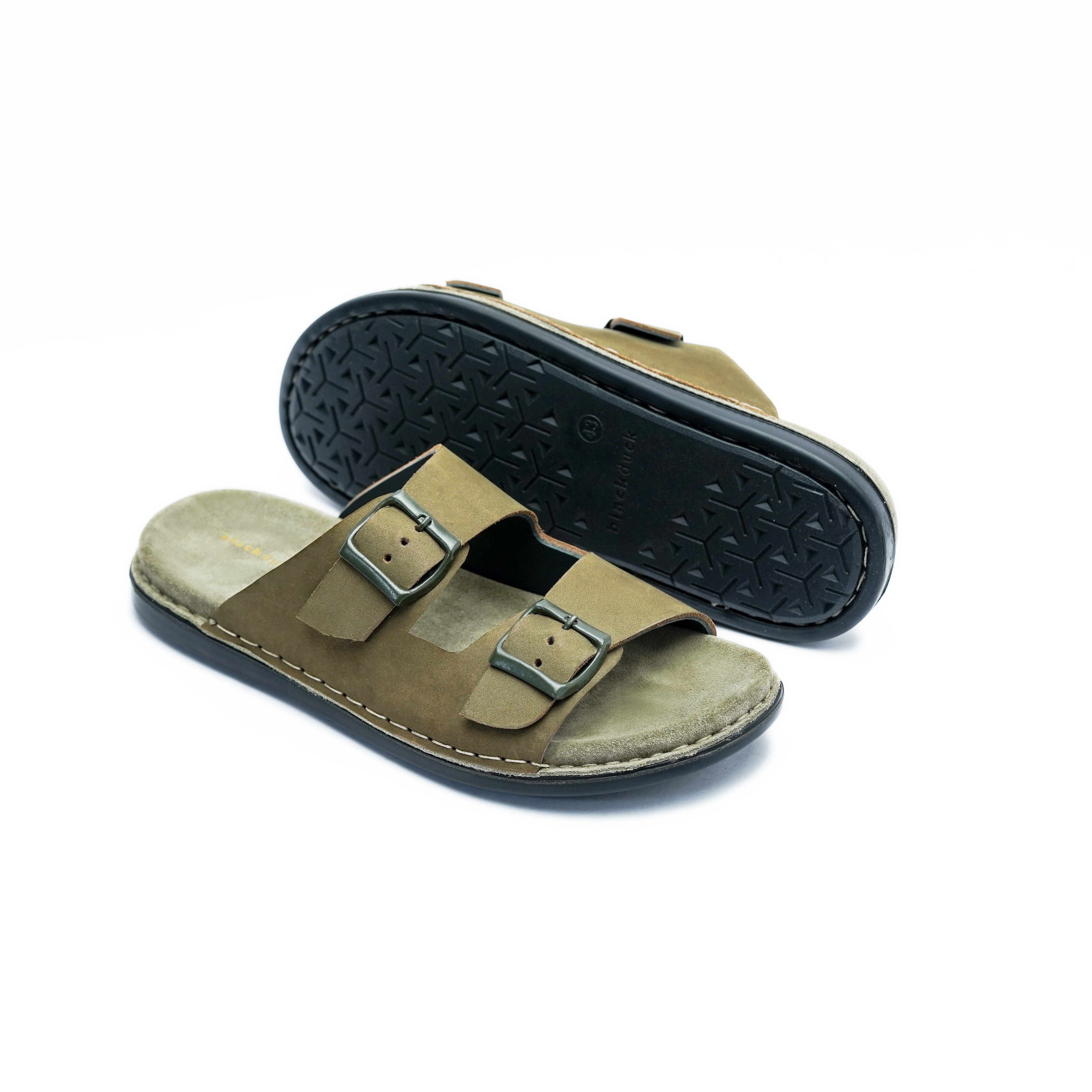 Men's Double Strap Slip On Sandal with Suede Footbed Image 4