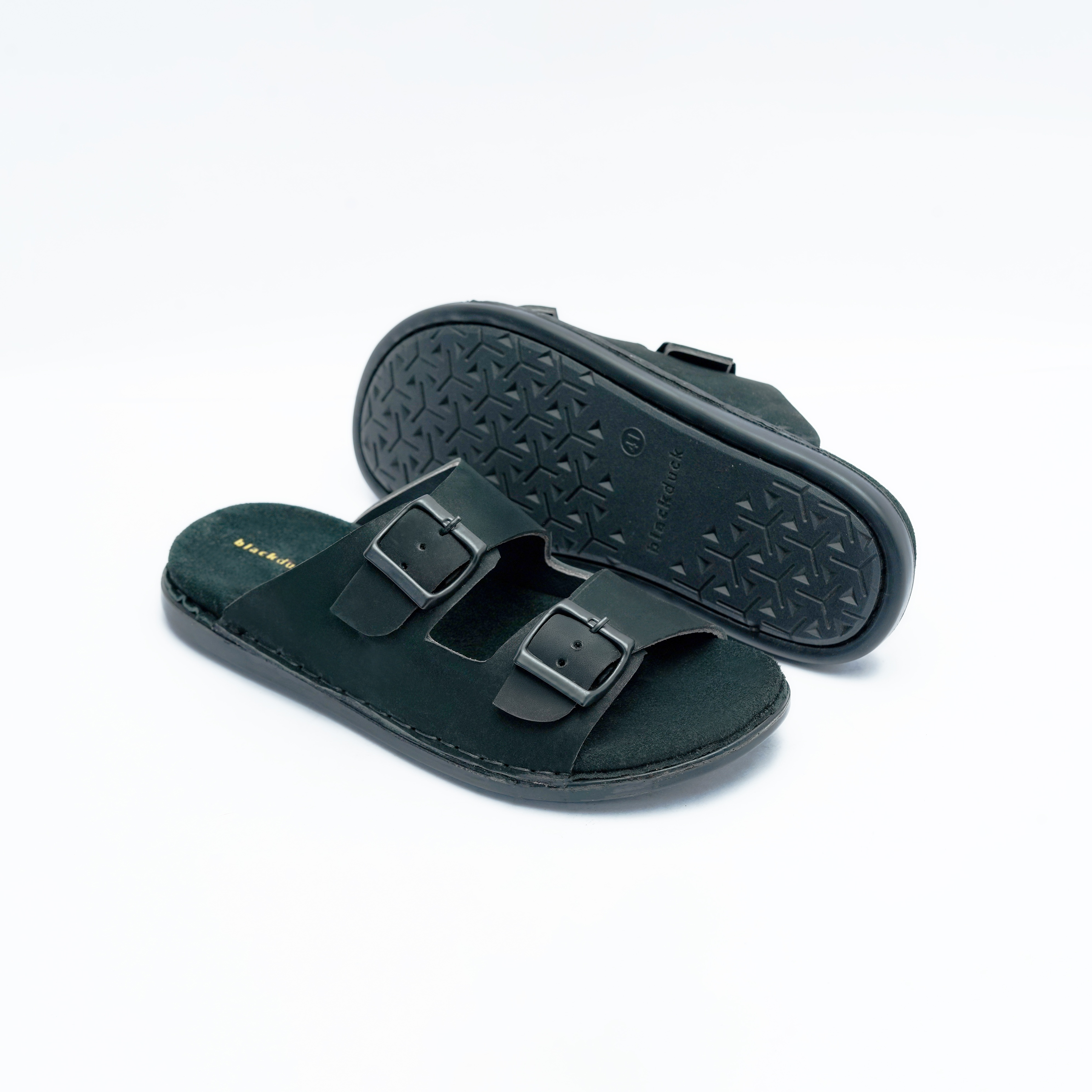 Men's Double Strap Slip On Sandal with Suede Footbed Image 4
